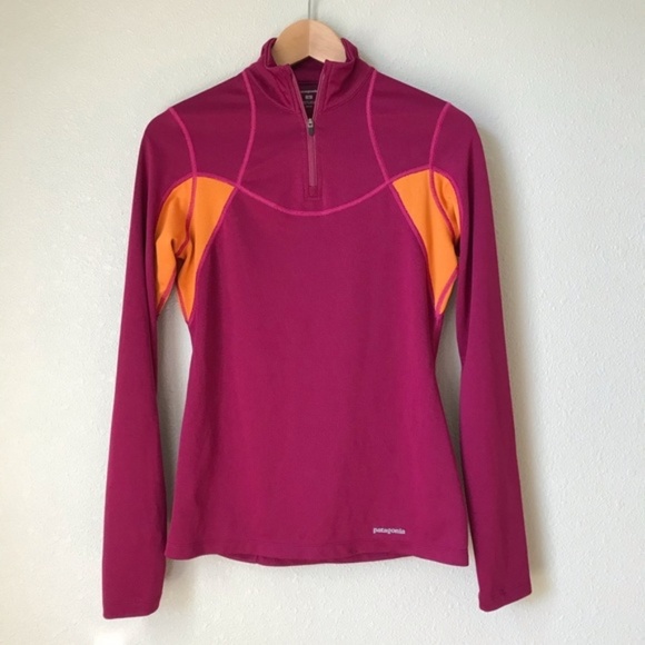 Patagonia Women’s Long-Sleeved Runshade 1/4 Zip Magenta Light Weight Top Sz Larg - Picture 1 of 5